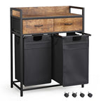 Mondeer Laundry Sorter with 2 Drawers, 100L with Pull-Out Removable Laundry Bags, Laundry Hamper Baskets with 2 Section and Wheels, Rustic Brown and Black - size: 2 Drawers