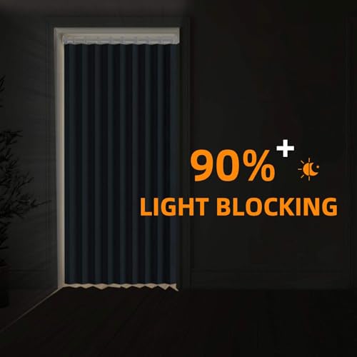 Jilron Accordion Door Curtain Set - 100% Blackout, with Curtain Rod Included, for Bedroom Privacy Protection (Blue-43 W x 78" L+Rod) - color: Blue, size: 43"W x 78"L (Pack of 1)