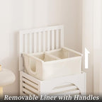 Laundry Hamper with Lid,Bamboo Large Waterproof Clothes Laundry Basket,Removable Washing Bags with Handles,clothes basket (White) - color: White