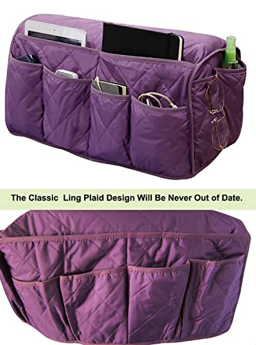 Armchair Caddy for Recliner Sofa Remote Control Holder Organizer for Recliners Purple Sofa Armrest Cover with 14 Pockets for Armchair Organizer