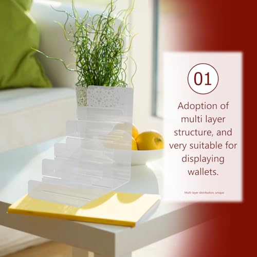 Cabilock Multi-Layer Acrylic Wallet Display Shelf 5-Tier Purse Organizer Stand for Tabletop Use Clear Acrylic Purse Display Rack for Wallets Sunglasses Jewelry Storage - 7.67X7.28X3.93 Inches - size: 5 Tier Clear