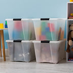 IRIS USA 54 QT Plastic Storage Box with Lid and Latches - 4 Pack - BPA-Free, Discreet Organizing Solution, Durable Nestable Stackable Containers, Secure Pull Handle - Pearl - size: 54 Qt, style: 4 Pack