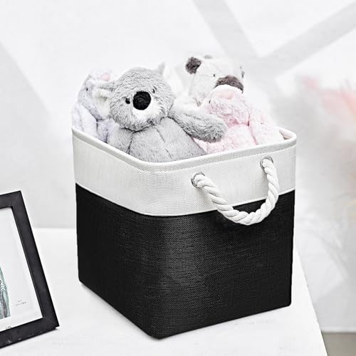 11x11 Inch Cube Storage Bins, 6 Pack Fabric Storage Cubes for Shelves, Cube Organizer Bins with Handles, Cloth Cubby Storage Bins for Home(White/black) - color: white black
