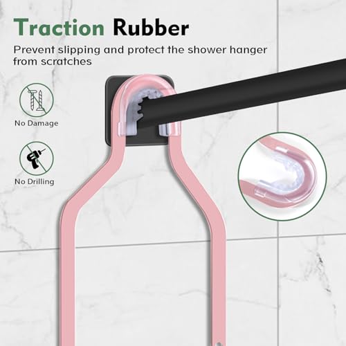 Shower Caddy Hanging, Over Head Shower Caddy Shower Storage Rack Basket with Hooks for Razor and Sponge Rustproof, No Drilling, Accessories for Bathroom and Kitchen, pink - color: Pink