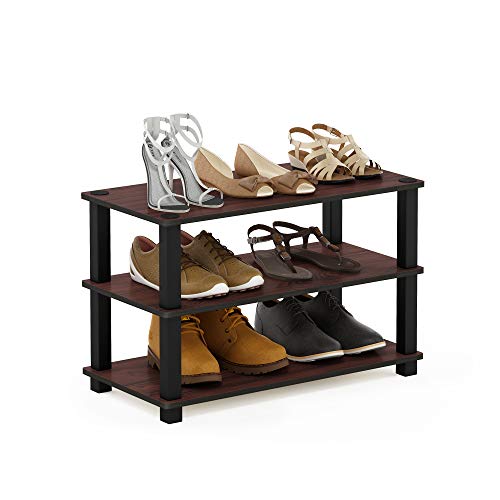 Furinno Turn-S-Tube 3-Tier Shoe Rack, Dark Cherry/Black (Pack of 3) - color: Dark Cherry/Black, size: 3-Pack, 3-Tier (23.6"W)