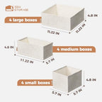 Cotton Linen Drawer Organizer for Baby Clothes, 12Pack Multi-Size Nursery Dresser Dividers for Clothes, Premium Foldable Storage Bins for Bedroom, Closet and Diaper Table, Beige - size: Linen 12 Pack