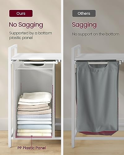VASAGLE Laundry Hamper, Laundry Basket, Laundry Sorter with 2 Pull-Out and Removable Bags, Shelf, Metal Frame, 2 x 12.1 Gallons (46 L), 28.8 x 13 x 28.4 Inches, Slate Gray and Cloud White UBLH201W11 - color: Slate Gray + Cloud White, size: 2 Bags - 92 L