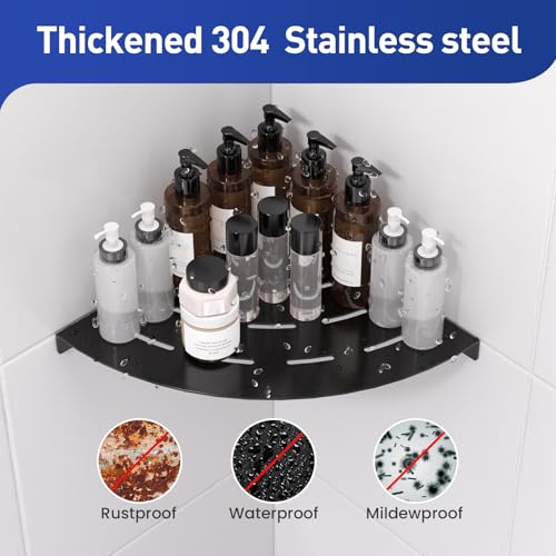 Corner Shower Shelves Load Capacity 40 Lbs 304 Stainless Steel Shelf for Shower Will Not Rust 8in Shower Corner Shelf Matte Black Drilling Installation - color: Matte Black