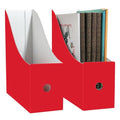 Limitliho Magazine File Folder Holder for Desk, Book Bins for Classroom Library,Office,Home, 10.6" H x 10.2" L x 3.5" W in Cardboard Paper Organizer (Red, 2 Pack) - color: Red