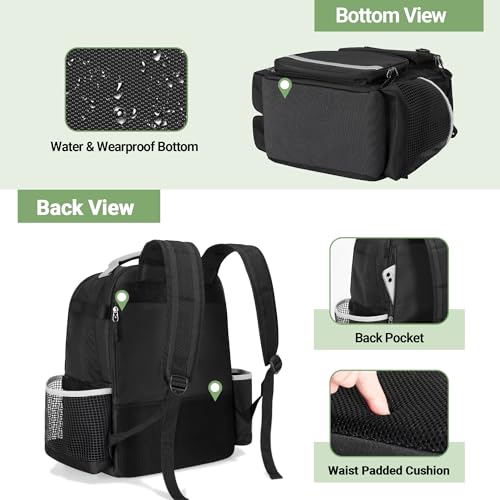 HODRANT Cleaning Backpack with Bottom Plate & Waterproof Bottom, Large Supplies Bag with Multiple Pockets for Housekeeping Tools, Cleaning Products Caddy Organizer for Home & Car