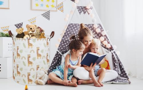 ESSME Kids Laundry Hamper,Giraffe Hamper Collapsible Canvas Waterproof Animal Storage Bin for Boy, Nursery Hamper,Gift Baskets,toy bins(Giraffe) - color: Giraffe