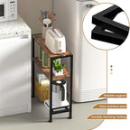 Narrow Side Table for Small Space, 2-Tier Small End Table with Shelf Holder, Slim Nightstand, Skinny Snack Couch Table in Living Room, Bedroom, Study, Kitchen and Balcony (Rustic Brown &Black) - color: Rustic Brown