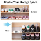 Antigo Shoe Slots Organizer，20 Pcs Adjustable Shoe Stacker for Closet Organization, Double Deck Shoe Rack Holder Storage Space Saver (Black)