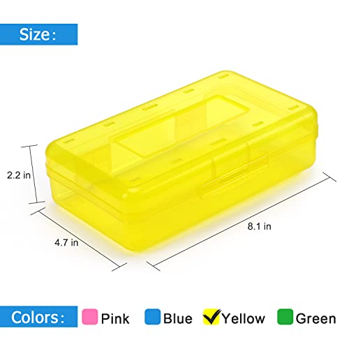 Tamaki 1 Pack Plastic Pencil Box Large Capacity Pencil Boxes Clear Boxes with Snap-tight Lid Stackable Design and Stylish Office Supplies Storage Organizer Box, Yellow - color: Yellow