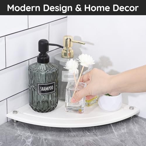 Segbeauty Fast Drying Corner Counter Shelf, 9.85in Instant Dry Corner Sink Organizer Diatomite Tray, Water Absorbent Tray for Bathroom Counter Decor, Side Countertop Organizer for Soap Dispenser - color: Pure White, size: 9.9" x 9.9" x 1.2"