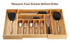 Umilife Extra Large Expandable Kitchen Siverware Utensils Drawer Organizer, 19" Deep for Big Drawer, Adjustable Bamboo Wood Drawer Divider with Curved Grooves, Cutlery Tray Flatware Holder - size: Expandable 17~28 x 19 inch