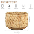 BIBELUN TV Remote Control Holder - Woven Water Hyacinth 360 Degree Rotating Desk Organizer | Boho Rattan Spinning Caddy | Pen/Art Supplies/Stationery Storage for Office, Living Room, Bedside Table