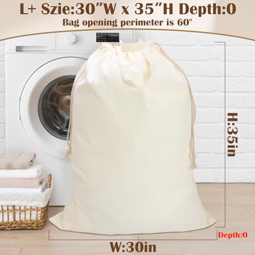 Canvas Laundry Bag with Handles & Drawstring Closure 30”Wx35"H, Thick Canvas Laundry Bag Large Heavy Duty Washable Dirty Clothes Travel Sack for Camp, College Dorm, Laundromat (1Pack) - color: Beige, size: L+ 30"Wx 35"H┃1 Pack