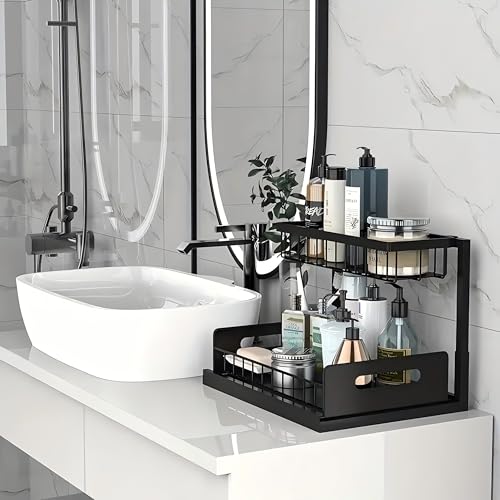 INNOVATIVE LIFE Under Sink Organizer, 1 Pack 2 Tier Under Sink Organizers and Storage, Slide Out Pull Out Cabinet Organizer Shelf, Metal Sliding Drawer for Kitchen， Bathroom，Black - size: Black (1 Pack)