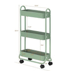 SunnyPoint Slim Rolling Storage Cart, 3 Tier Bathroom Storage Organizer Bathroom, Laundry Utility Cart (Turq) - color: Turq