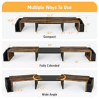 Simple Houseware Desk Dual Monitor Stand Riser with Drawer, Rustic Brown - color: Rustic Brown