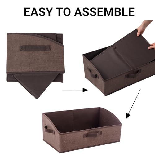 3 Pack Closet Organizers, Foldable Clothes Storage Organizers with Handles, Large Capacity, Sturdy Drawer Storage Boxes for Clothing, Underwear, Books, Shelves, Wardrobe Organizing, Brown - color: Brown