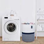 COMSE Extra Large Blanket Basket, Tall Woven Storage Basket, Nursery Hamper, 15.7”x 21.7”, Cotton Rope Laundry Hamper for Toys Clothes Towels, Blend White/Navy Blue - color: Blend White & Navy Blue