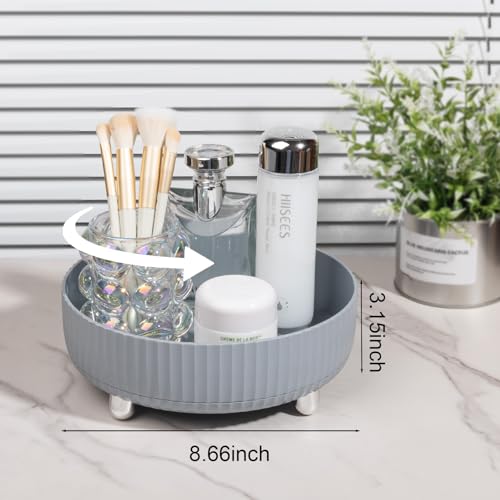 Anyoifax Makeup Perfume Organizer Tray 360 Degree Rotating Lazy Susan Skincare Lotion Organizer Spinning Cosmetics Storage for Dresser, Vanity, Bathroom Countertop, Small Grey - color: Gray, size: 9 "