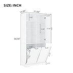 Merax Cabinet with Tilt-Out Laundry Hamper Basket, Tall Bathroom Storage Organizer Linen with Open Shelf for Home, Freestanding, Gray - color: Grey