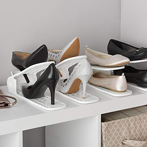 Shoepal Shoe Slots Organizer – Adjustable Shoe Rack Stacker & Storage Space Saver | Double Deck Shoe Holder for Closet, Sneakers & Heels | White – Pack of 4 - color: White, size: 4