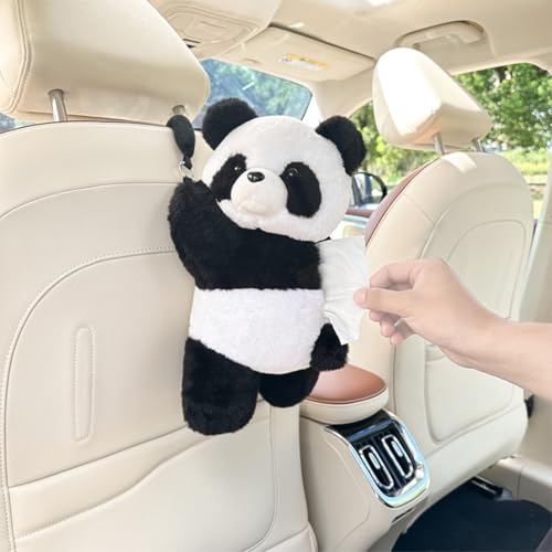 Cute Tissue Box Cover Plush Tissue Box Holder for Car, Home, Decorative Holder/Organizer for Bathroom Vanity Countertop, Nightstands, Office Desk-Panda - color: Panda