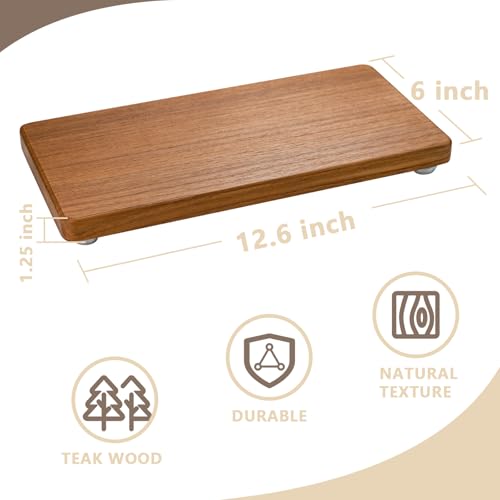 12.6"x6" Solid Teak Wood Riser & Tray - Farmhouse Organizer with Non-Slip Base | Rustic Bathroom & Kitchen Tray for Countertop, Sink Decor | Natural Finish Pedestal Stand (Neutral Home Decor) - color: Teaktray2