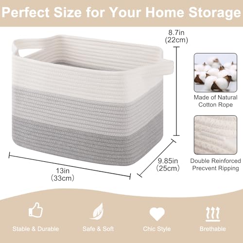 OIASKET Storage Baskets for Organizing, Woven Baskets for Shelves, Rectangle Decorative Organizer for Storage Clothes, Toy, Books, Towels Nursery Bins 3 Pack (Gradient Grey, 13"x9.85"x8.7") - color: Gradient Grey, size: 13"x9.85"x8.7"