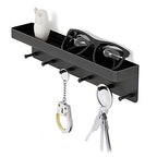 MKO Key Holder Wall Mount, Key Holder Wall Mount Adhesive with Mail Organizer Tray with 6 Key Hooks for Wall, Black - color: Black 1pcs