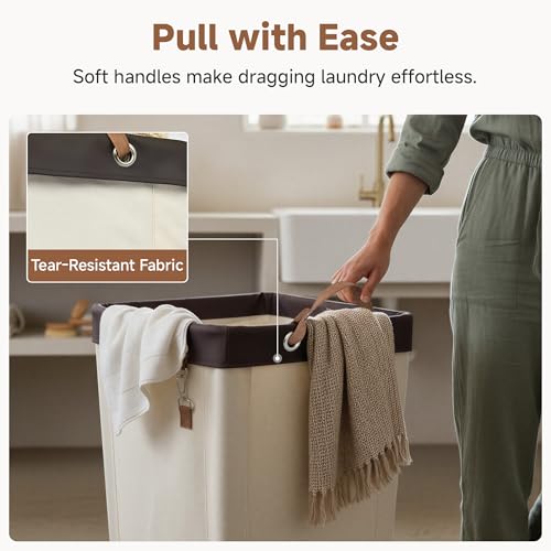 StorageWorks 160L Laundry Basket with Wheels, Large Rolling Hampers for Clothing Organizer, Dirty Clothes Basket for Hotel, Home, Closet, Dorm, Beige - color: Beige, size: 160L