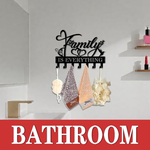 Key Holder Wall Mount, Family is Everythings Sign, Key Holder Wall for Wall Decorative with 6 Hooks, Organizer Rack Hanger for Entryway, Front Door, Hallway, Office 9.8 inches - color: Family is Everythings