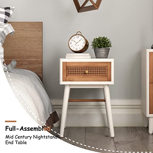 COZAYH Set of 2 Fully-Assembled Modern Farmhouse Clean-Lined Nightstand, End Table with 1 Drawer,Distressed White - color: Distressed White, style: 1 Drawer/2 pack