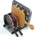 SIMPLE HOUSEWARE 5 Compartments Height Adjustable Pan Organizer, Black