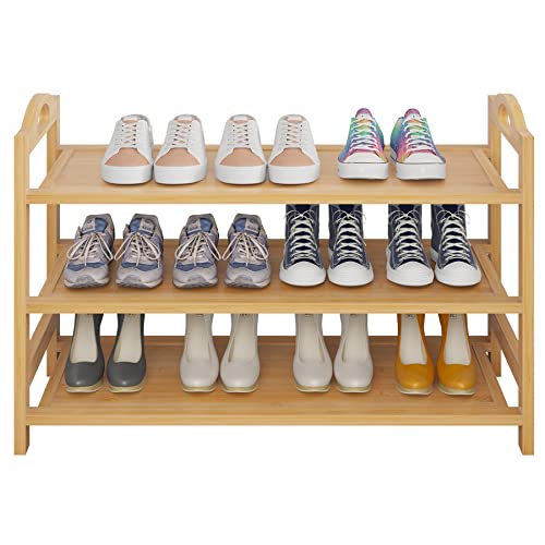 UDEAR Bamboo Shoe Rack 3-Tier Shoe Storage Organizer Entryway Shoe Shelf - size: 3-Tier
