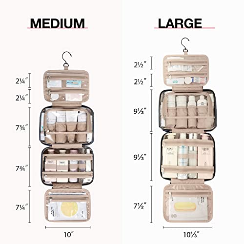 BAGSMART Toiletry Bag Hanging Travel Makeup Organizer with TSA Approved Transparent Cosmetic Bag Makeup Bag for Full Sized Toiletries, Medium-Navy - color: Navy, size: Standard