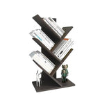 Godferyxin Book Tree Bookshelf, 5-Tier Wood Bookshelf Tree Bookcase for Displaying Books, CDs, Magazines and More at Office, Home or School - color: 5-tier-brown