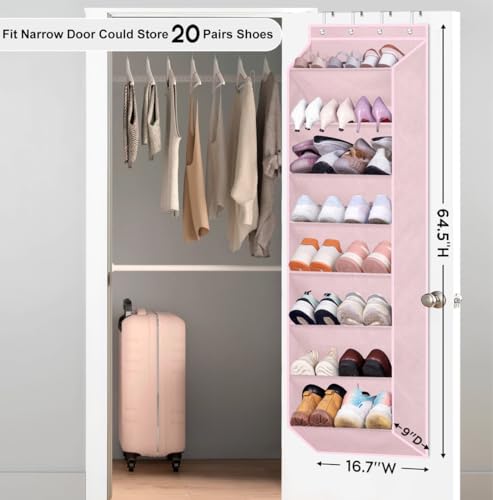 SLEEPING LAMB Over The Door Shoe Organizer for Closet, Kids Sneaker Storage for Hanging Shoe Rack for Door with Large Deep Pockets for Toddler, Girl, Baby Room Decor, Pink - color: Pink, size: 64.5''