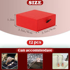 Coobbar Luxury Velvet-Lined Jewelry Gift Box 12-Pack, Compact Drawer Style Organizer for Earrings & Rings, Elegant Bracelet Display Box, Small Jewelry Storage Box, 3.5x3.5x1.26 Inches (Red) - color: Red