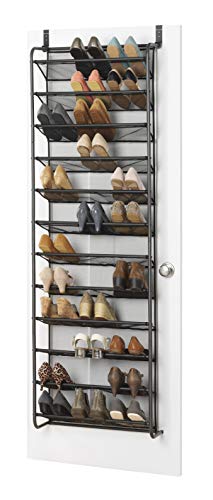 Whitmor 36 Pair Over the Door Shoe Organizer, 12 Tier Hanging Shoe Organizer, Heavy Duty Metal & Mesh Shoe Holder, Hanging Shoe Rack for Closet Storage, 69"L x 21.7"W x 7.5"H, Gunmetal Gray - color: Gunmetal Gray, size: Shoe Rack