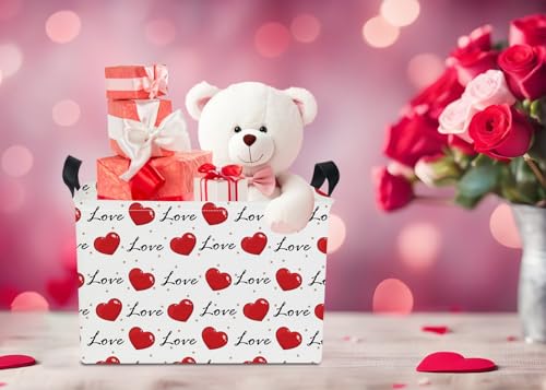 NTAOHAMPER Mothers Day Gifts Love Heart Fabric Storage Basket Empty with Handles, Books Box, Baby Shower Baptism Lovely Storage24L(Heart) - color: Heart