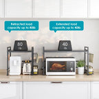 DOLALIKE Microwave Oven Rack, Expandable Microwave Stand Countertop Kitchen Utensils Tableware Storage, Carbon Steel Over Microwave Shelf Countertop with 6 Hooks - color: Black, size: 3 Tier (With Spice Rack)