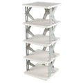 5 Tier Vertical Narrow Shoe Storage Organizer for Saving Space, Gray Plastic Small Collapsible Shoe Rack for Entryway, Closet, Bedroom