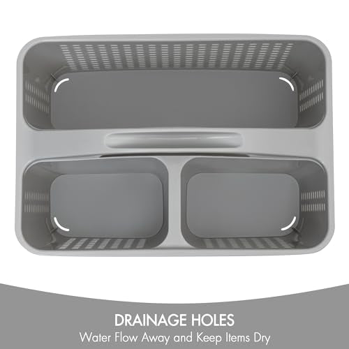 Tiawudi Portable Shower Caddy, Caddy Organizer with Handle, Plastic Shower Basket Hold Soap, Shampoo, Hair Supplies and Beauty Products, Cleaning Supplies Organizer for Home, Dorm, Shelf and Cabinet - color: Gray