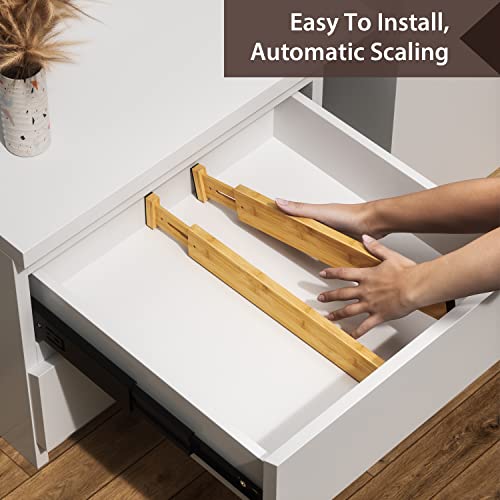 DUCOO 4 PCS Drawer Divider, 17"-22" Adjustable Bamboo Drawer Dividers Organizers, Expandable Separators for Kitchen, Clothes, Dressers, Home, Office - color: Natural