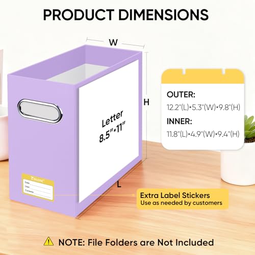 BALEINE File Organizer Box, Cardboard File Folder Organizer with Handle for Letter Size, Portable Collapsible Hanging Filing Box for Home Office Document Storage (4 Pack, Lavender) - color: Lavender, style: 4PK